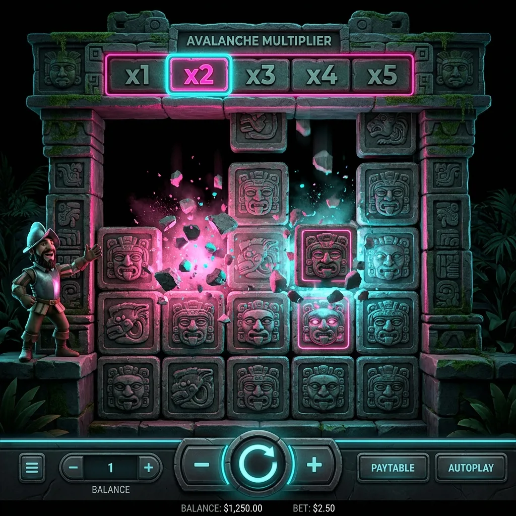Слот Gonzo's Quest с каскадными барабанами и множителями