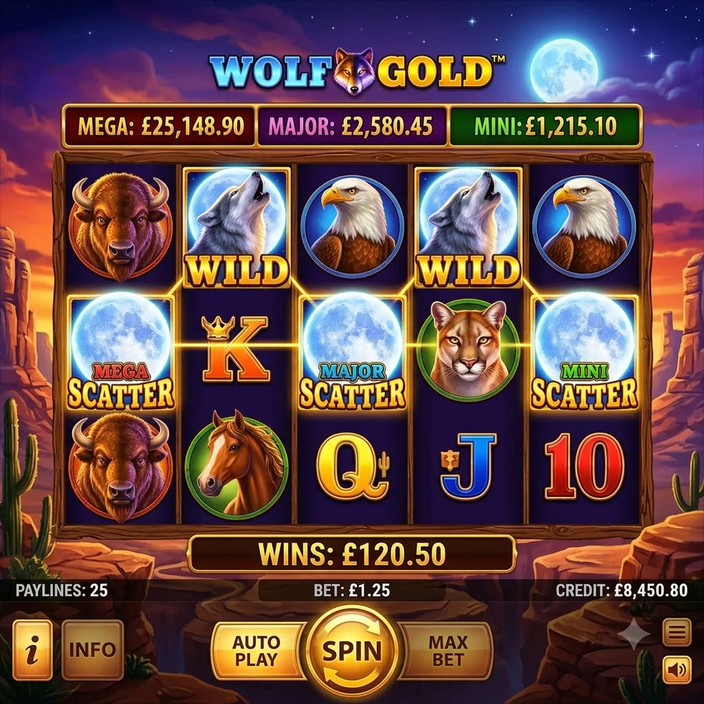 Слот Wolf Gold с прогрессивным джекпотом и дикой природой