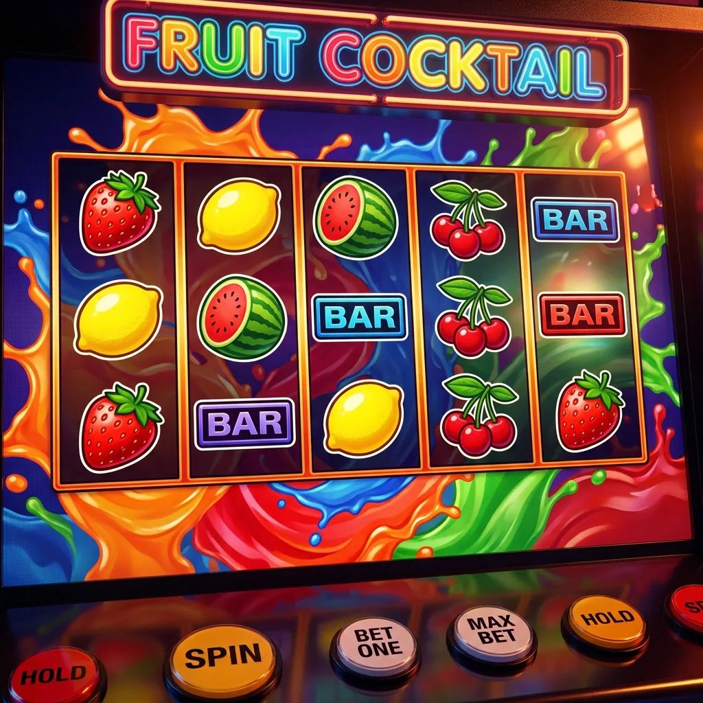 Классический автомат Fruit Cocktail с фруктовыми символами и бонусной игрой