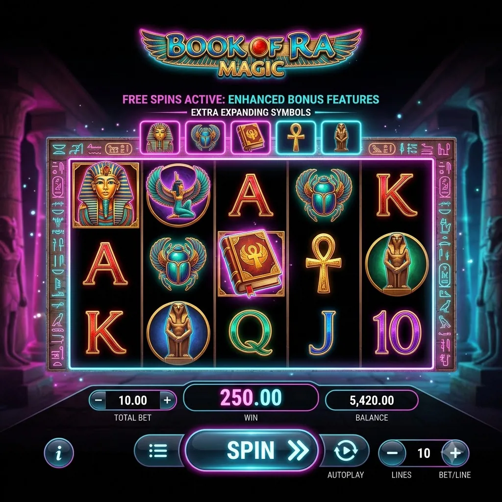 Игровой автомат Book of Ra Magic с дополнительными бонусными функциями