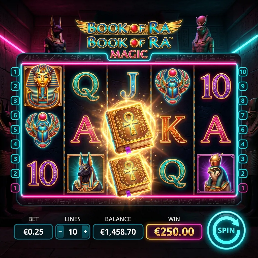 Слот Book of Ra Magic с египетской тематикой и расширяющимися символами